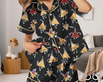 Bill Cipher Pajamas Set, Gravity Falls Pajama Shorts Set, Cartoon Sleepwear, Cute Anime Pajamas, Summer Lounge Set