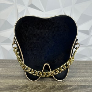Custom Mini Dental Tooth Shaped Mini Backpack/Purse – Elegant Black with Gold Trim – Personalized Fashion for Dental Enthusiasts