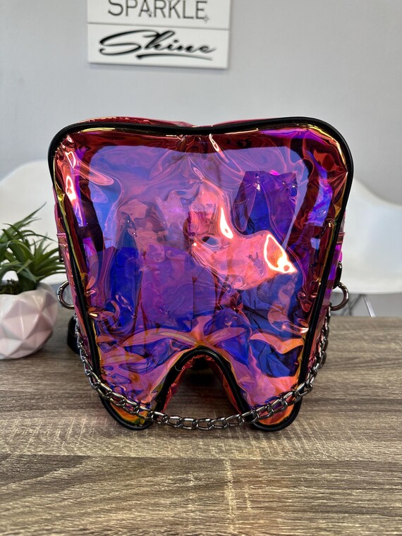 PINK Clear Black Trim Backpack Pink Clear Backpack | Festival Stadium Bag | Transparent  main image 3