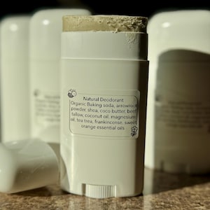Natural Deodorant Aluminum Free | Organic Tallow Deodorant with Essential Oils | Baking Soda + Magnesium | Handmade Clean Skincare | 2.5 oz