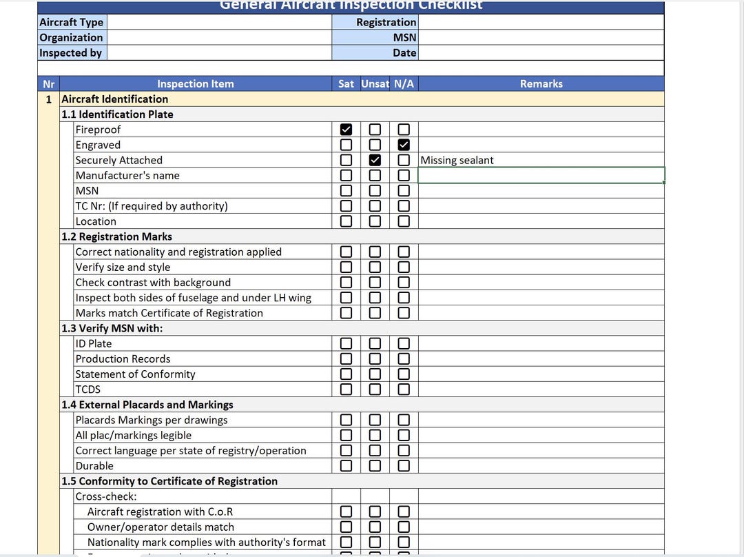 Ppg Aircraft Window Visual Inspection Guide.pdf Aircraft General Visual Inspection Checklist - Etsy