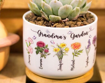 Regalos personalizados de macetas de flores para mamá abuela, jardín de la abuela, maceta de flores al aire libre, regalos de mamá de flores de nacimiento de la hija, regalo del día de la madre