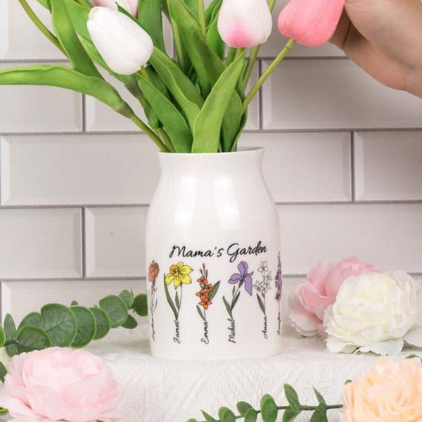 Personalized Grandma's Garden Flower Vase, Nana, Gigi,Nanny's Gift, Personalised Mother's Day Gift, Gift For Mum, Mum Gift, Grandparent Gift