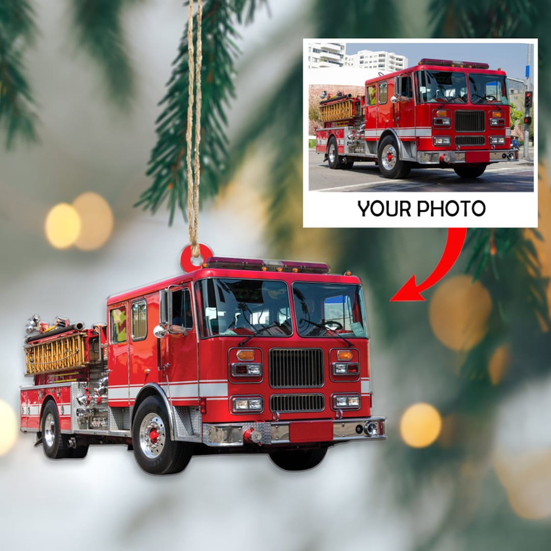 Personalized Fire Truck Ornament, Truck Ornament, Gift for Firefighter ...
