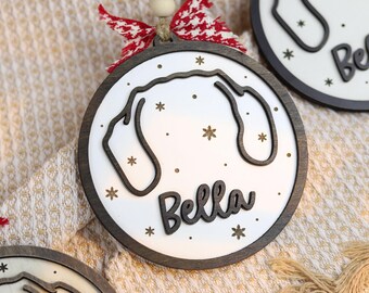 Custom Dog Christmas Ornament, Personalized Pet Memorial Gift, Wooden Dog Breed Christmas Tree Decor, Name Gift for Dog Lovers, Dog Mom Dad