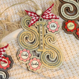Personalized Sisters Ornament, Custom Christmas Gift for Best Friends, Sisterhood Gift, Engraved Wood Decor, Sister Gift Idea