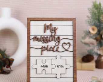 My Missing Piece Personalized Wood Sign, Custom Anniversary Gift, Missing Piece Puzzle Art, Wedding Gift, Wooden Sign, Gift for Couples
