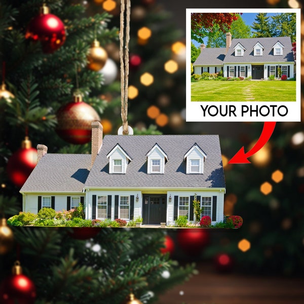 Benutzerdefinierte Haus Foto Ornament, Haus Foto Ornament, Weihnachtsschmuck, Familie Ornament, Weihnachtsdekor, Weihnachtsgeschenk für Familie