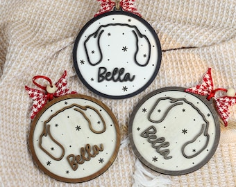 Custom Dog Christmas Ornament, Personalized Pet Memorial Gift, Wooden Dog Breed Christmas Tree Decor, Name Gift for Dog Lovers, Dog Mom Dad