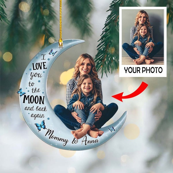 Custom Mama Photo Ornament, Ornaments Christmas Personalized, Photo Ornament Christmas, Picture Acrylic Ornament,Family Ornament, Xmas Gift