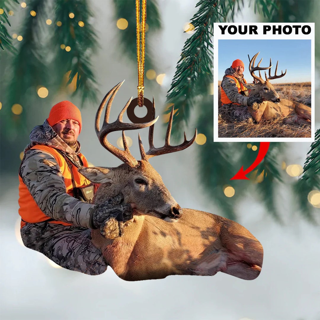 Custom Photo Hunting Ornament, Hunting Ornament, Gift for Deer Hunting