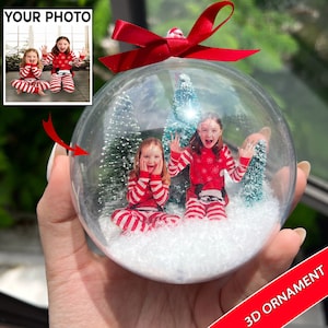 Custom Photo Globe Ball Ornament, 3D Ball Ornament Gifts, Christmas Gift for kid, Baby Photo Ornament, Family Photo Ornament, Xmas Decor