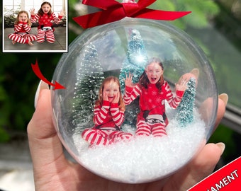 Benutzerdefinierte Foto Globus Ball Ornament, 3D Ball Ornament Geschenke, Weihnachtsgeschenk für Kind, Baby Foto Ornament, Familien Foto Ornament, Weihnachtsdekor