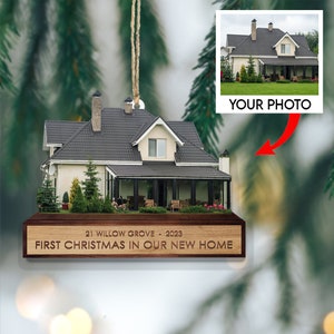 Home Sweet Home Ornament, Custom House Photo Ornament, Christmas Ornament, Family Ornament, Christmas Decor, Christmas Gift for Family