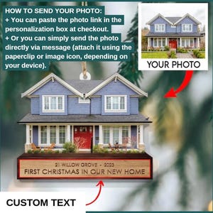 NEW! First Christmas In Our New Home Ornament 2025, Custom House Photo Address Keepsake, Personalized Gift Idea for New Homeowners image 4
