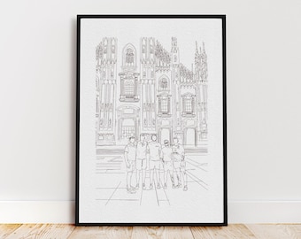 Benutzerdefinierte Linie Zeichnung vom Foto, Minimalistisches personalisiertes Porträt, moderne Memory Art, maßgeschneiderte Wanddekoration, einzigartiges Foto zum Skizzengeschenk