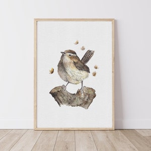 Wren Watercolour Art Print | Original Handmade Bird Art | British Garden Bird Illustration | Bird Lover Gift | Nature-Inspired Wall Art