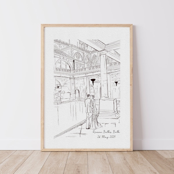 Retrato personalizado en estilo lineal / Dibujo personalizado de compromiso a partir de una foto / Boceto minimalista de pareja / Regalo de boda / Regalo de aniversario