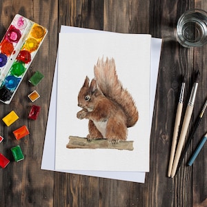 Red Squirrel Watercolour Art Print, Original Squirrel Print, Woodland Animal Art, Wildlife Nature Illustration, Fine Art Print, Home Decor