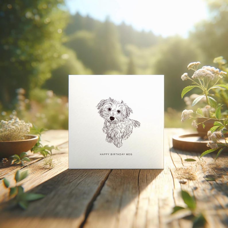 Personalised Pet & Owner Portrait Card | Custom Hand-drawn Dog or Cat ...