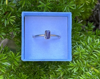 Lightning Ridge Opal Massiv, Silber Ring - Dunkelblauer Opal - Größe 9,5 NO1207