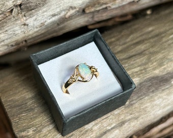 Lightning Ridge Opal Solid Gold Plated Ring NO499 - Size 7