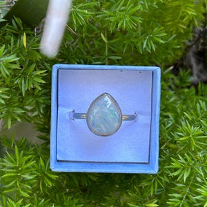 Coober Pedy Opal Solid - Silver Ring - White Opal with Multicoloured Flashes - Size 13 1/2 NO1115