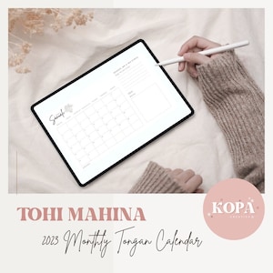Pasifika Style 2023 Monthly Calendar - Tongan Calendar Tohi Mahina Digital Calendar PDF