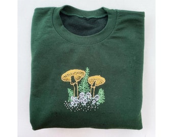 Mushroom Hand Embroidered Sweatshirt |Toadstool Nature Sweatshirt |Custom Embroidered Top |Cosy Vintage Style | Unique Cottagecore Apparel