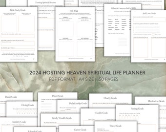 2024 Hosting Heaven Planificador de vida espiritual / Diario de espiritualidad / Diario de estilo de vida cristiano