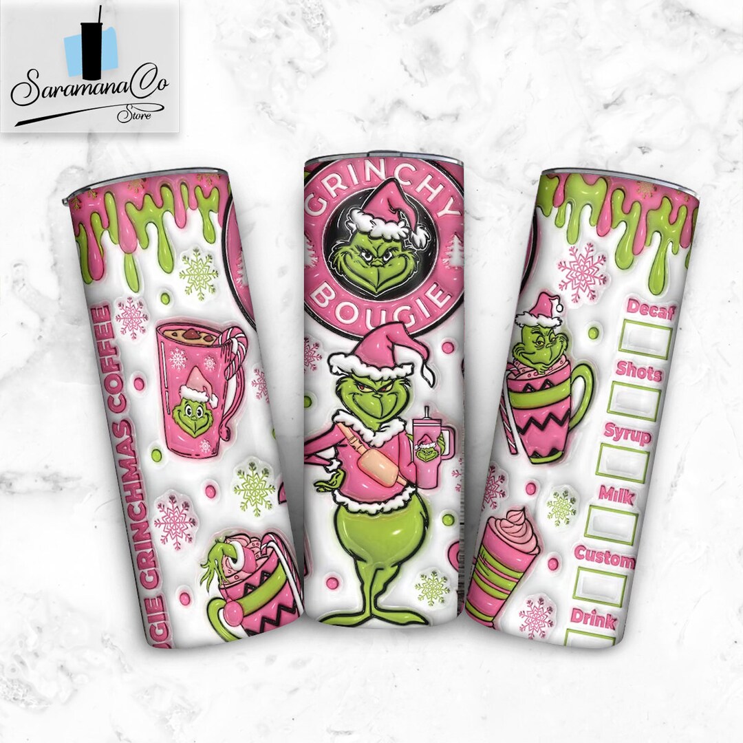 2D Inflated Pink Christmas 20 Oz Skinny Tumbler Png Santa - Etsy