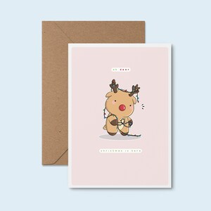 Oh Deer, o Natal chegou ~ Cartões de Natal feitos à mão | Cartão de felicitações de arte original | Cartão de Natal | Cartão engraçado para amigo | Saudações da estação