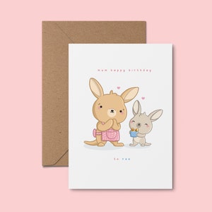 Joyeux anniversaire de maman à Roo ~ Adorable carte de voeux faite main | carte d'anniversaire kangourou | Jolie carte pour elle | Carte australienne | Carte pour maman