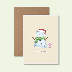 Fijne feestdagen ~ Leuke handgemaakte kerstkaart | Unieke geïllustreerde kerstkaart |  Feestelijke kerstkaart Punny | Humoristische kaart