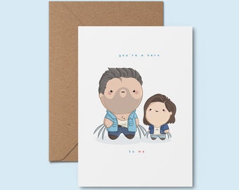 You're A Hero To Me ~ Adorable Handmade Greeting Card | Cute Card For Dad | Happy Birthday Card | Funny Birthday | Birthday Card For Dad