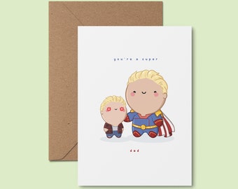 You're A Super Dad ~ Cute Handmade Birthday Card | Birthday Card For Dad | Hand Drawn | Funny Birthday Cards For Him |