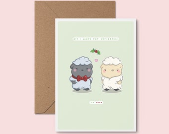 All I Want For Christmas Is Ewe ~ Sweet Christmas Card | Funny Xmas Card | Single Holiday Card | Card for Him | Adult Greeting Card