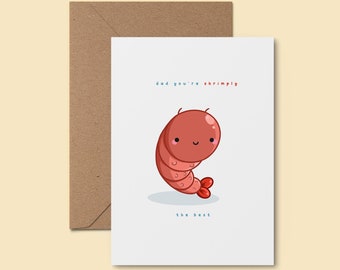 Dad You're Shrimply The Best ~ Adorable Handmade Greeting Card | Funny Birthday | Gift's For Dad | Cute and Funny Handrawn Card