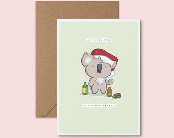 Get Into the Christmas Spirit ~ Sweet Christmas Card | Funny Xmas Card | Single Holiday Card | Card for Him | Adult Greeting Card