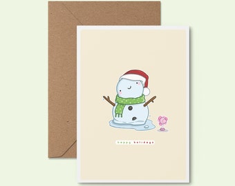 Happy Holidays ~ Cute Handmade Christmas Card | Unique Illustrated Xmas Card |  Punny Festive Holiday Card | Humorous Card