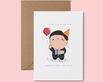 I Hope it's a Big One ~ Adorable Handmade Greeting Card | Happy Birthday Card | Funny Birthday | Illustrated Novelty Card | Hand Drawn