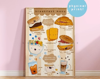Breakfast Menu ~ Cute Handmade Wall Prints | Kawaii Art Prints | Prints for Framing | Art Print Set | Small Art Print | Funny Prints