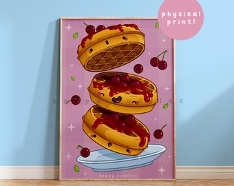 Cheeky Waffles ~ Cute Handmade Wall Prints | Kawaii Art Prints | Prints for Framing | Art Print Set | Small Art Print | Funny Prints