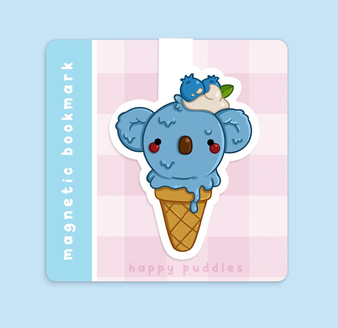 Blue Koala Ice-cream ~ Handmade Magnetic Bookmark | Cute Bookmarks ...