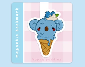 Blue Koala Ice-cream ~ Handmade Magnetic Bookmark | Cute Bookmarks | Booklover Gift | Bookish | Gift for Wife | Book Accessories | Kawaii