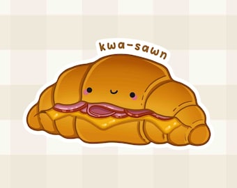 Kwa-sawn ~ Kawaii Vinyl Food Sticker | Breakfast Sticker | Funny Stickers | Die Cut Anime Sticker | Illustrated Sticker | Art Stickers