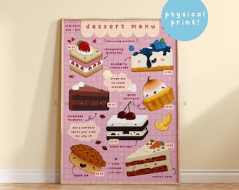 Dessert Menu ~ Cute Handmade Wall Prints | Kawaii Art Prints | Prints for Framing | Art Print Set | Small Art Print | Funny Prints