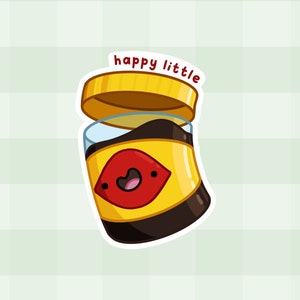 Happy Little ~ Niedlicher Die Cut Food Aufkleber | Kawaii Glossy Sticker | Gestanzte Aufkleber | Laptop Aufkleber | Sticker Shop | Australischer Sticker