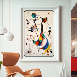 Joan Miro Art Print, Miro Poster, Miro Inspired Printable Wall Art, Instant Digital Download, Rainbow Animals, Abstract Surrealism, Calder