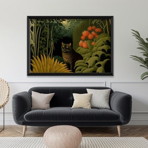Henri Rousseau Art Print, Exotic Art, Rousseau Inspired Printable Wall Art, Instant Digital Download, Exotic Wild Cat, Jungle Painting, Lion image 4
